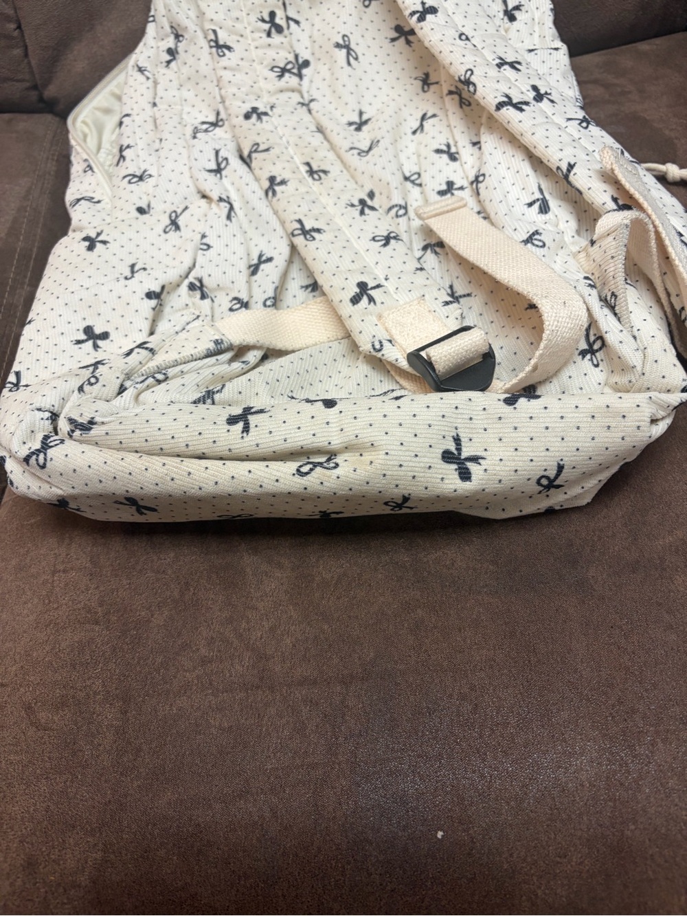 Canvas Bow Pattern Backpack - Cream - Picture 5 of 5